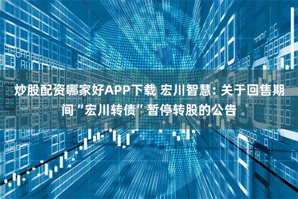 炒股配资哪家好APP下载 宏川智慧: 关于回售期间“宏川转债”暂停转股的公告